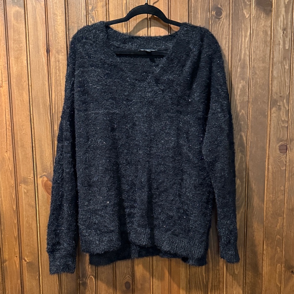 INC International Concepts Black V-Neck Sweater
